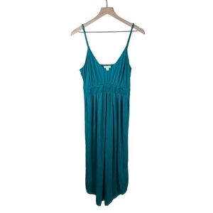 Sundance Women's Green Braided Strap Smocked V Neck Dress